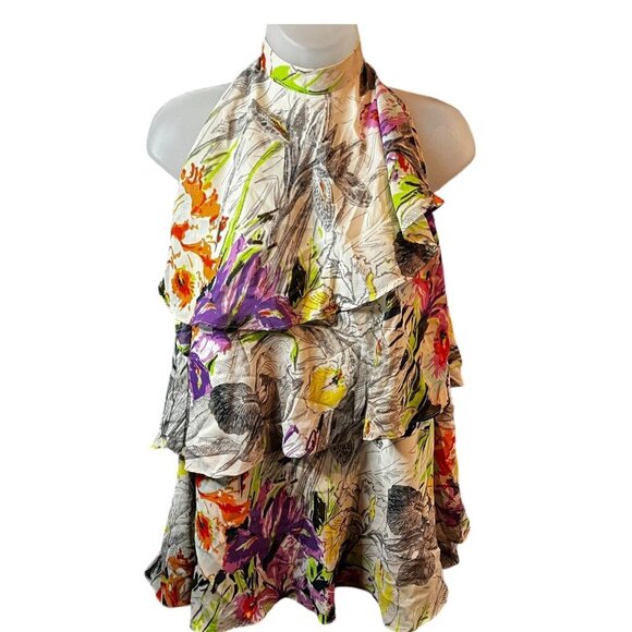 Lane Bryant Halter Neck Floral Print Ruffle‎ Layered Top Womens Size 18/20 - Picture 6 of 13